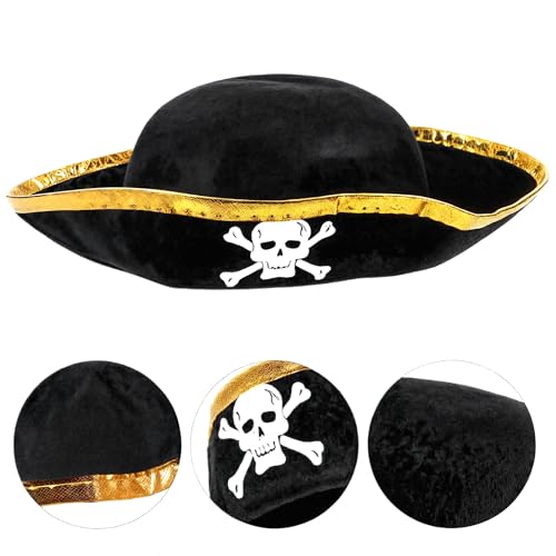 Chapéu de Pirata Infantil com Borda Dourada