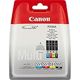 Canon CLI-551 Druckerpatronen Patronen Multipack - Schwarz + CMY je 7ml PIXMA Drucker Original