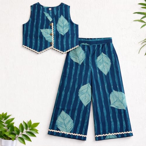 Image of The Magic Wand Woven Digital Printed Co-ord Set For Kids Girls, Sleeveless Top With Palazzo Pant Two-Piece Western Stylish Clothing Set For Festivals