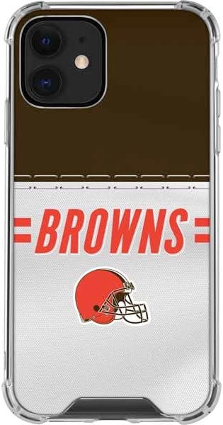 Skinit Clear Phone Case Compatible with iPhone 12 - Officially Licensed NFL Cleveland Browns White Striped Design