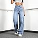 Mars power Straight Leg Jeans for Women,High Waisted Wide Leg Loose Stretchy Boyfriend Denim Pants Baggy Jeans for Women (US, Alpha, Medium, Regular, Regular, Lightblue)