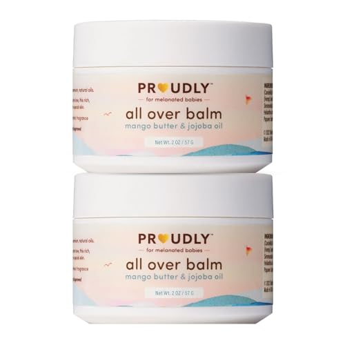 Image of PROUDLY All Over Balm by Gabrielle Union & Dwyane Wade, Helps Relieve Cradle Cap & Eczema, for Black & Brown Babies, Dry, Sensitive Skin, Frangrance Free, 2-Pack (2 oz each)
