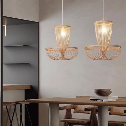 Lampe suspendue moderne en bambou 40 cm pour salon et bar E27 - 5