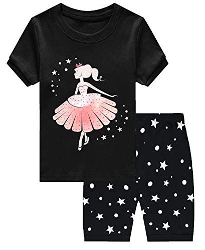 Little Girls Pajama Ballet Dancing Princess Girl Pajama 100% Cotton Summer Short Sets Toddler Pjs 3 4 T