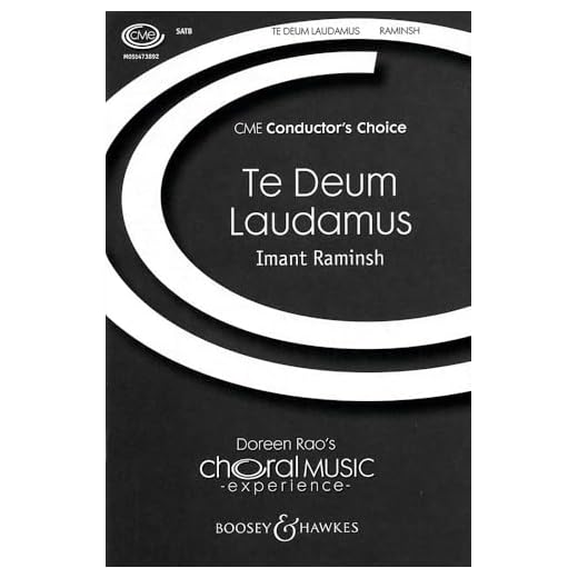 Te Deum Laudamus: Mixed choir (SATB divisi), 3 trumpets, timpani, strings and organ.