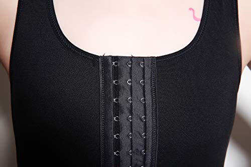 BaronHong Middle Zip Up elastyczna opaska na klatkę piersiową gorset krótki tank top dla lesbijek Tomboy Trans, czarny, S