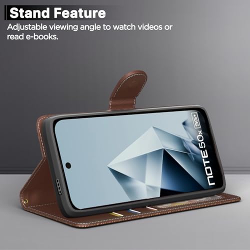 Image of Outlouders Flip Cover for Infinix Note 50x 5G | Leather Finish | Wallet Stand and Shock Proof | Complete Protection Flip Case (Tan)