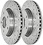 AutoShack PR781997DSZPR Pair of 2 Front Drilled and Slotted Brake Rotors Silver Driver and Passenger Side Replacement for Lincoln MKX MKZ Nautilus Continental 2015-2020 Ford Edge 2017-2019 Fusion AWD