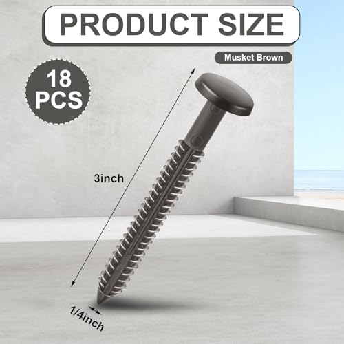 Image of Blulu 18 Pcs 3 Inch Vinyl Shutter Fastener Window Panel Peg Lok Pin Pegs Screws Shutter Spikes Anchor (Musket Brown)