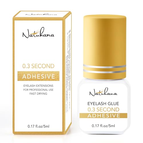 Natuhana Pegamento para Extensione de Pestañas Pelo a Pelo 0.3s Secado Rapido Semipermanente Sin Irritación 5ml Lash Adhesivo Profesional,Negro