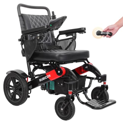 Image of Rubicon DX14 - Longest Range 30 Miles, Airline Approved Electric Wheelchair, Dual 12AH Lithium Batteries, 2x300W Motors, Leather Cushion, Foldable, Lightweight & Powerful (Model16)