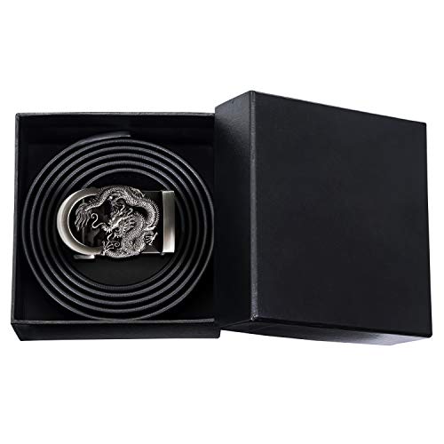 Image of Barry.Wang Mens Belts Leather Ratchet Automatic Buckle Slide Click 1 3 /8 inch Designer Dress Fashion Classic Casual Work Business