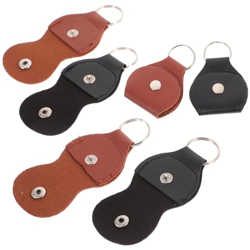 BIUDECO 6Pcs Guitar Picks Storage Organizer with PU Leather Pouch Creative Hanging Buckle Design for Easy Access Durable and Guitar Plectrum Bag present for Musicians