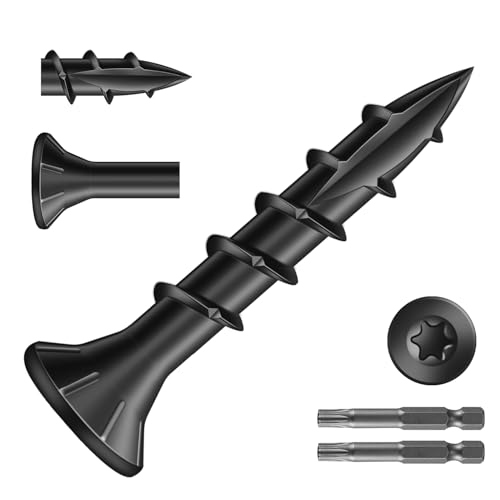 Image of #8 x 1 Inch Deck Screws (1880Pcs) 8lb. Carbon Steel, Black, Flat Head, Rust Resistant epoxy Coated, with T25 Star Bit