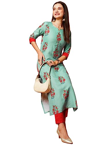 Image of ANNI DESIGNER Women's Cotton Blend Kurta With Pant