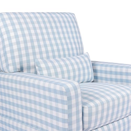 Image of Namesake Crawford Glider Recliner, Blue Gingham | 360 Swivel Ultra Cozy Glider Rocker for Feeding & Relaxing w / Lumbar Pillow - GREENGUARD Certified - For Nursery /Living Room