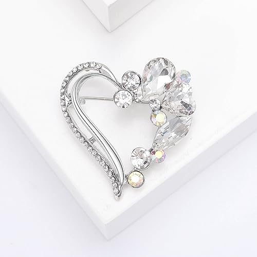 Rty Big Crystal Heart Brooches Charm Rhinestone Love Heart Shape Pin Women Girls Valentine'S Day Gift  thumb #2