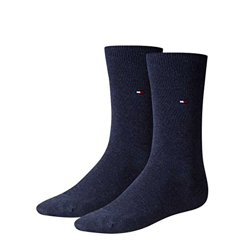 Tommy Hilfiger Classic - Chaussettes de Ville - Lot de 2 - À Logo - Homme - Bleu Marine - 43