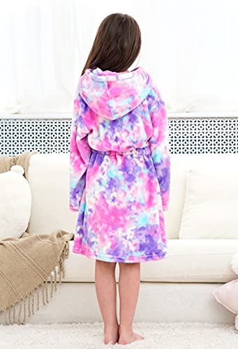 Image of Doctor Unicorn Soft Hooded Rainbow Bathrobe Sleepwear for Girls