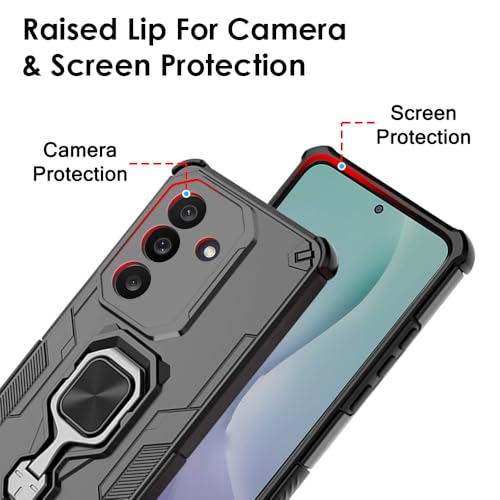Image of TheGiftKart Tough Armor Bumper Back Case Cover for Samsung Galaxy M56 5G / F56 5G | Ring Holder & Kickstand in-Built | 360 Degree Protection Back Case Cover for Samsung M56 / F56 5G (PC & TPU, Black)