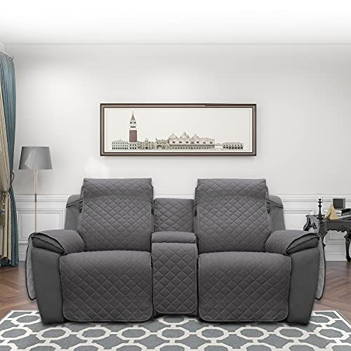Easy-Going-Loveseat-Recliner-Cover-with-Console-Reversible-Couch-Cover-for-Living-Room-Split-Sofa-Cover-for-Each-Seat-with-Elastic-Straps-for-Kids-Dogs-Pets2-Seater-GrayLight-Gray Easy Going Loveseat Recliner Cover with Console Reversible Couch Cover for Living Room Split Sofa Cover for Each Seat with Elastic Straps for Kids Dogs Pets2 Seater GrayLight Gray
