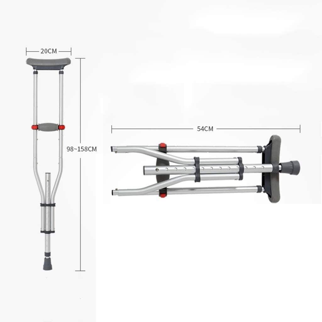 Muletas para adultos Muletas para axilas para muletas ajustables un par, muletas para axilas, muletas para axilas livianas plegables antideslizantes, paseo de viaje, muletas de aluminio W
