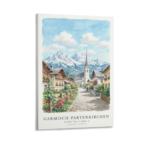 Affiche Garmisch Partenkirchen aquarelle esthétique pour la maison