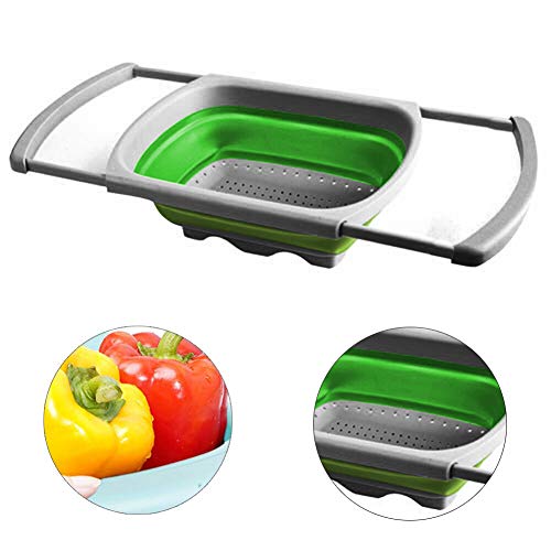 XYDZ Scolapasta Pieghevole in Silicone, Setacci Estensibili, Salvaspazio Cucina Colino Cesto con Manico Estensibile, Verdura, Colino Quadrato