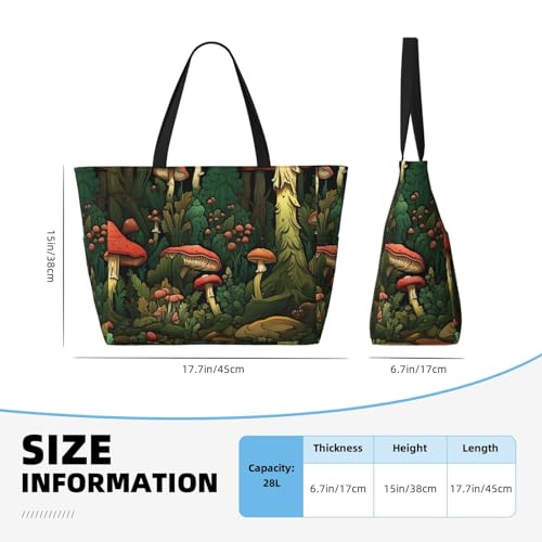 Forest Tree Beach Bag Fairy mushroom Pool Bag for Women Waterproof Large Travel Tote with Zipper Organizer for Swimming Vacation Essentials4