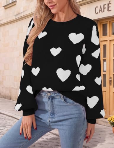 Image of Libsorge Womens Valentine Heart Sweater 2026 Valentines Day Trendy Cute Oversized Long Sleeve Pullover Sweaters
