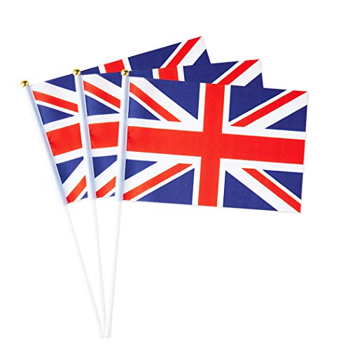 UK Flag British Flag, Small Mini Handheld UK Flags on Stick, Ideal for Party Parades Sports Events Patriotic Festival Decorations