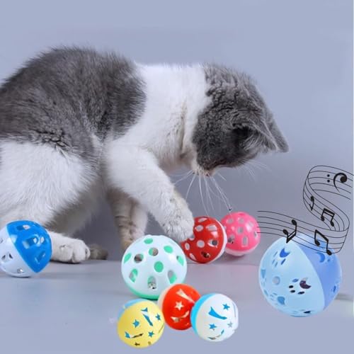 Image of VAYINATO Big Lattice Cat Balls with Bell - Wiggly Jingle, Rattle, and Vibrant Colors for Interactive Play (Pack of 3) by Petzlifeworld