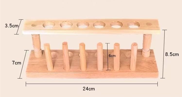 6-Hole Wooden Test Tube Rack — Laboratory Test Tube Storage Stand