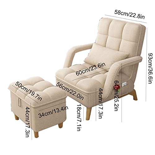 Sofa Chair Sleeper Convertible Sofa Bed With Ottoman Single Seat Sofa Sleeper Chair Bed With Pillow 3D Cloth Farbric High Rebound Sponge Couch With Solid Wood Legs Perfect For Small Spaces #TOP2