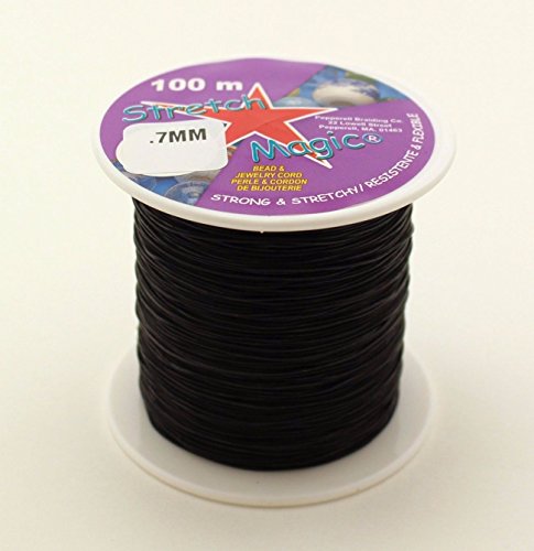 Hilo elástico para cuentas y bisutería negro, rollo de 100 m y 0,7 mm de grosor SMF100-03 2