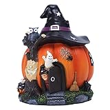 ideas para halloween decoracion jardin Material: la decoración de la casa de calabaza de Halloween hecha de resina amigable con el medio ambiente, es segura, duradera, duradera, resistente, estable para garantizar el uso a largo plazo