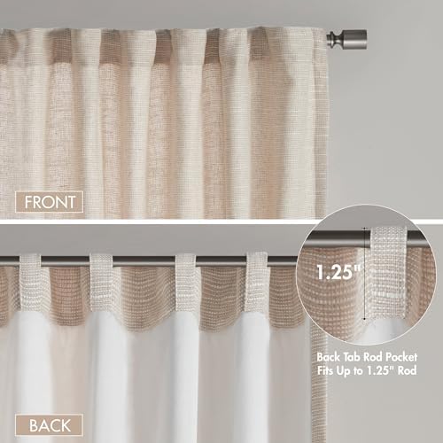 Image of Madison Park Linen Blend Curtain Window, Thermal Insulated Fleece Lining, Living Room Decor Light Filtering Drape for Bedroom, 1-Single Panel Pack Fits 1.25 inch Rod, Beals, 50x84 Rod Pocket Top, Natural