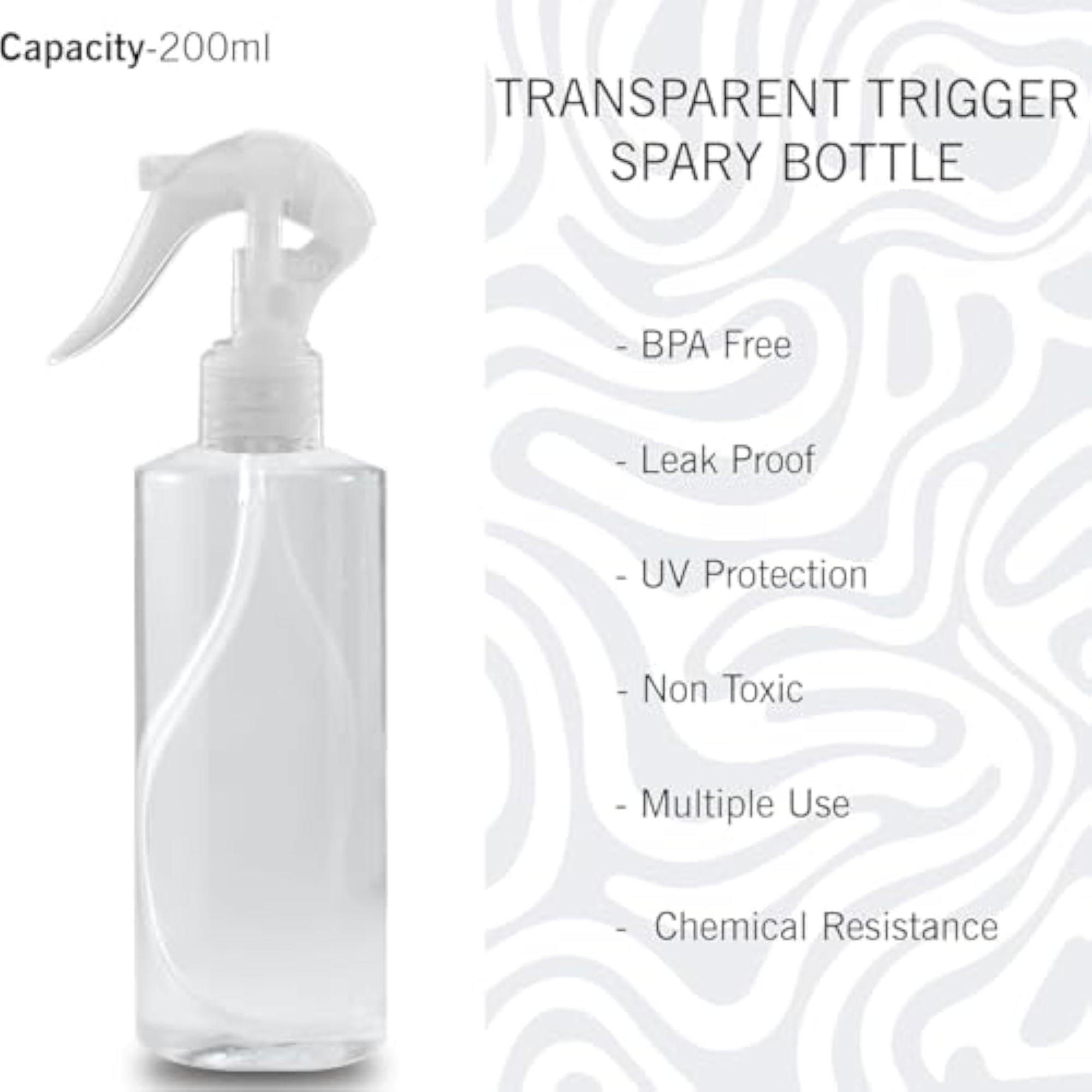 200 ML Empty Mist Trigger Plastic Spray Bottle, Pack of 1