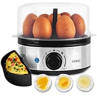 Duronic EB50 BK Eierkocher für 7 Eier, 400 Watt, Härtegrad von weich bis hart, mit Timer, mit Messbecher und Eipick, Frühstücksei für Familie