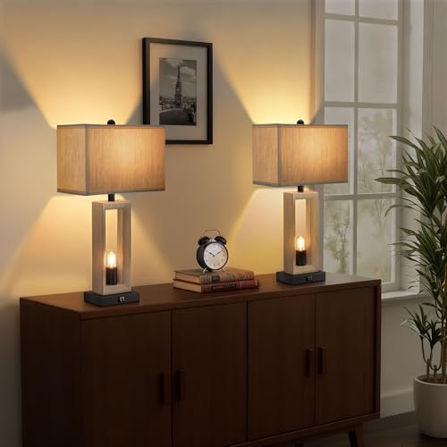 17% Off Modern Farmhouse Table Lamps Set of 2 with USB Charging - Image 2