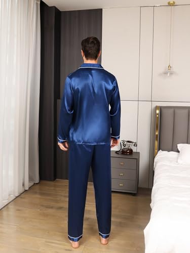 Men's Silky Satin Pajama Sets Mens Sleepwear Big and Tall Pajamas for Men Loungewear Summer Pjs Lounge Set M-5XL2