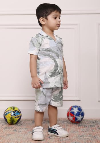 Image of POLKA TOTS 100% Cotton Co-Ord Set for Boys | Half Sleeve Shirt & Shorts Beach Outfit for Kids | Ultra-soft & Breathable Summer Clothes for Toddler & Baby Boy | Casual Dress & Printed Nightwear Set