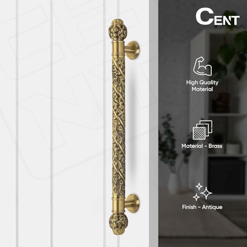 Image of CENT Full Brass 36 Inch Dynamic Door Handle for Main Door, Bedroom Door Handle for Wooden, Glass Door, Pull-Push Door Handle for Home, Office, Hotel - Pack of 1 | Antique Finish