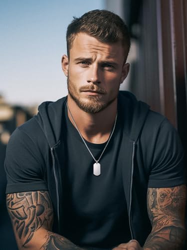 Richsteel Hip Hop Military Army Style Carbon Fiber/Bible/Bullet Dog Tags Pendant Necklace for Men Women Stainless Steel/18K Gold Plated Personalized ID/Name Jewelry (with Gift Box)2