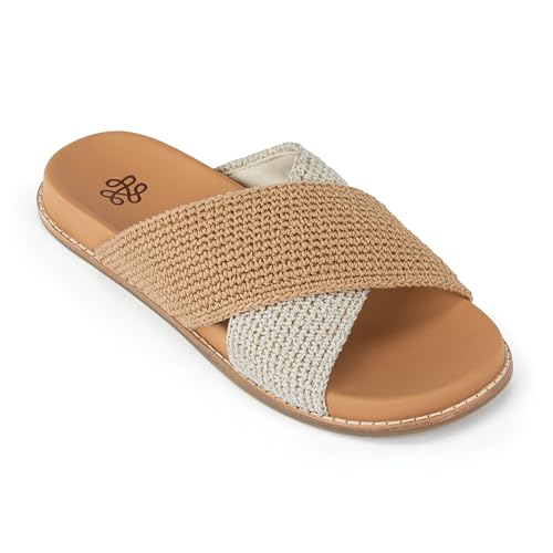 Image of The Sak Penelope Slide Sandal - Women's Flat Fashion Slides with Soft Cushion Sole -Hand Crochet Slip On Sandals For Everyday