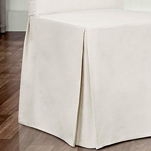 Surefit Home Decor Essential Twill Full Length Dining Room Chair One Piece Slipcover, Relaxed Fit, 100% Cotton, Machine Washable, White Color #TOP4