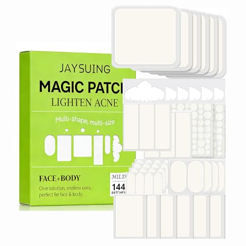 Acne Patches 144Count 8 Size Hydrocolloid Zit Stickers Cover Absorb Oil with Tea Tree Salicylic Acid for Body Full Face & Nose Strips Back Blemish Zit Breakouts | Hydrocolloid Patch Face(Green)