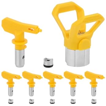 Foto di QWORK® Kit ugelli airless per pistola a spruzzo per pistola verniciare ad alta pressione - Modelli 515/517/519/521/523/525-6 Ugelli airless con guarnizione terminale e sede ugello