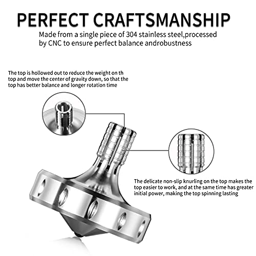 Image of Precision Metal Spinning Top, Long Lasting Spin Time and Perfect Balance, Skilled Adult Easily Exceed 10 Mins, Portable Stainless Steel EDC Office Desktop Game Toys (M, Silver)