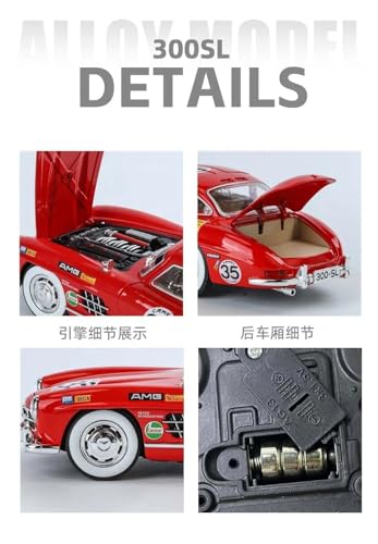 Image of Scale 1:24 Mercedees Benz 300SL Modified Alloy Diecast Pullback Metal Car Toy with Sound Light & Opening Doors - Best Gift Toy for Kids (1:24 Mercedees-Benz 300SL Modified - Silver)